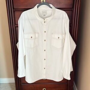American Eagle Outfitters Oversized Ivory Denim Button Up Shirt XXL
